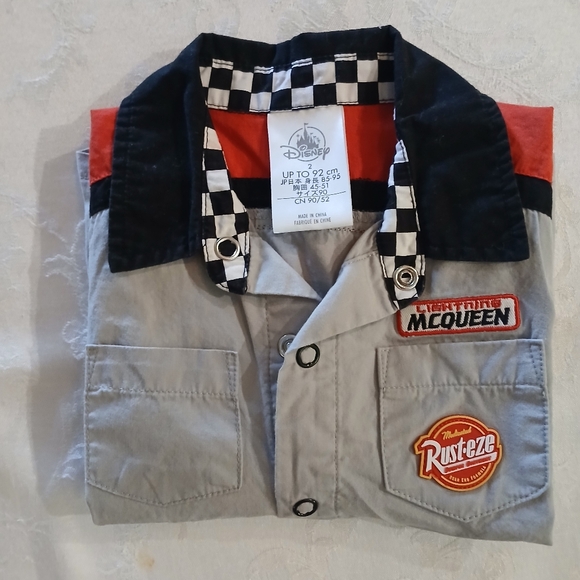 Disney Cars Gray and Red Shirt with Checkered Collar - Picture 2 of 6